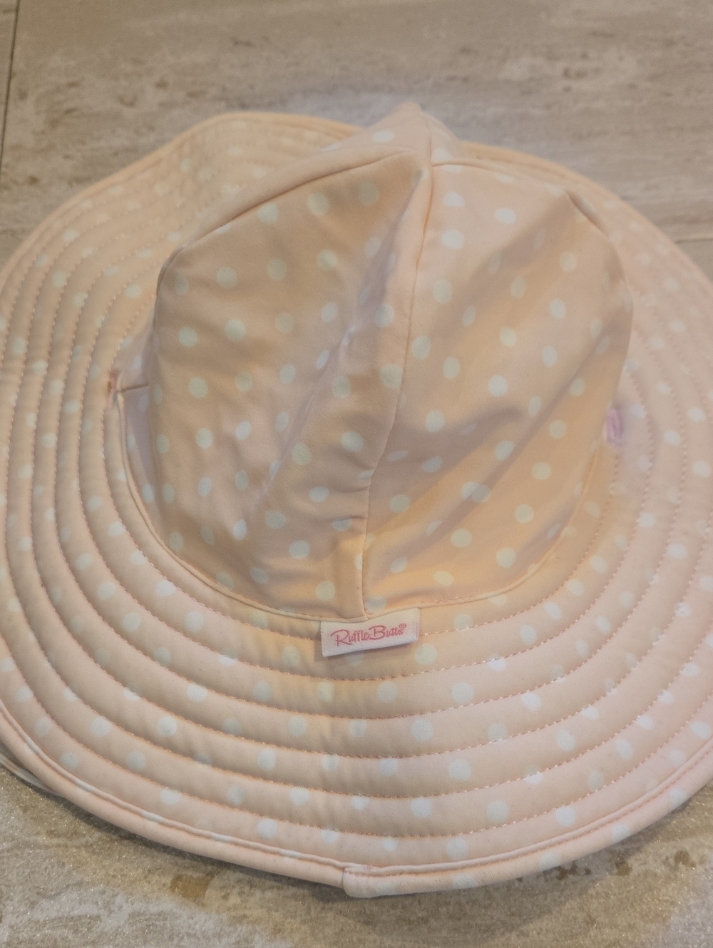 Ruffle Butts Pink/White Polka Dot Quilted Sun Hat
